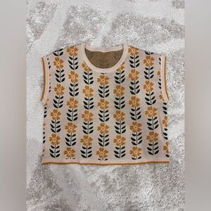 Floral Knit Slightly Cropped Top